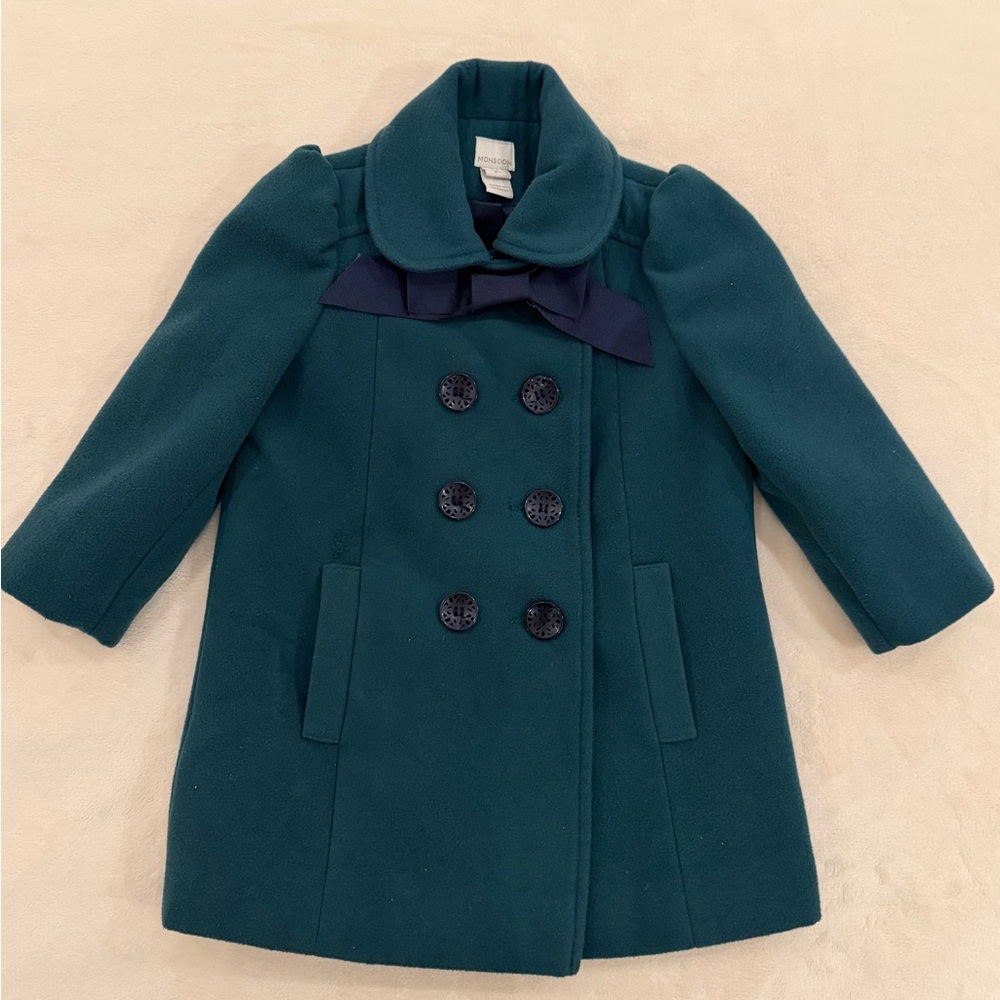 Monsoon Dark Teal Kids Pea Coat